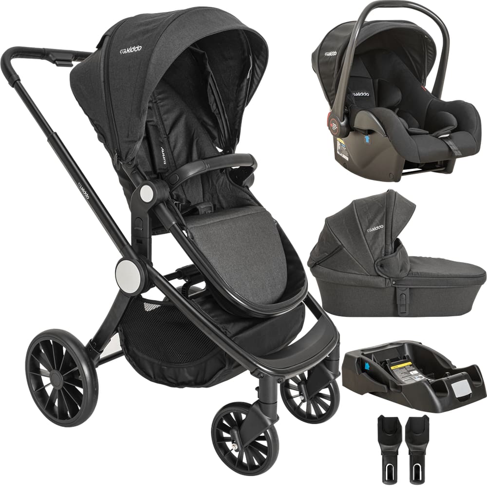 Carrinho de Bebe Kiddo Moises Bebe Conforto Base Sunny Preto