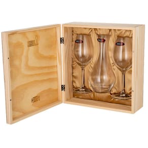 Kit Presente Riedel 2 Taças + Deconter Em Caixa De Madeira