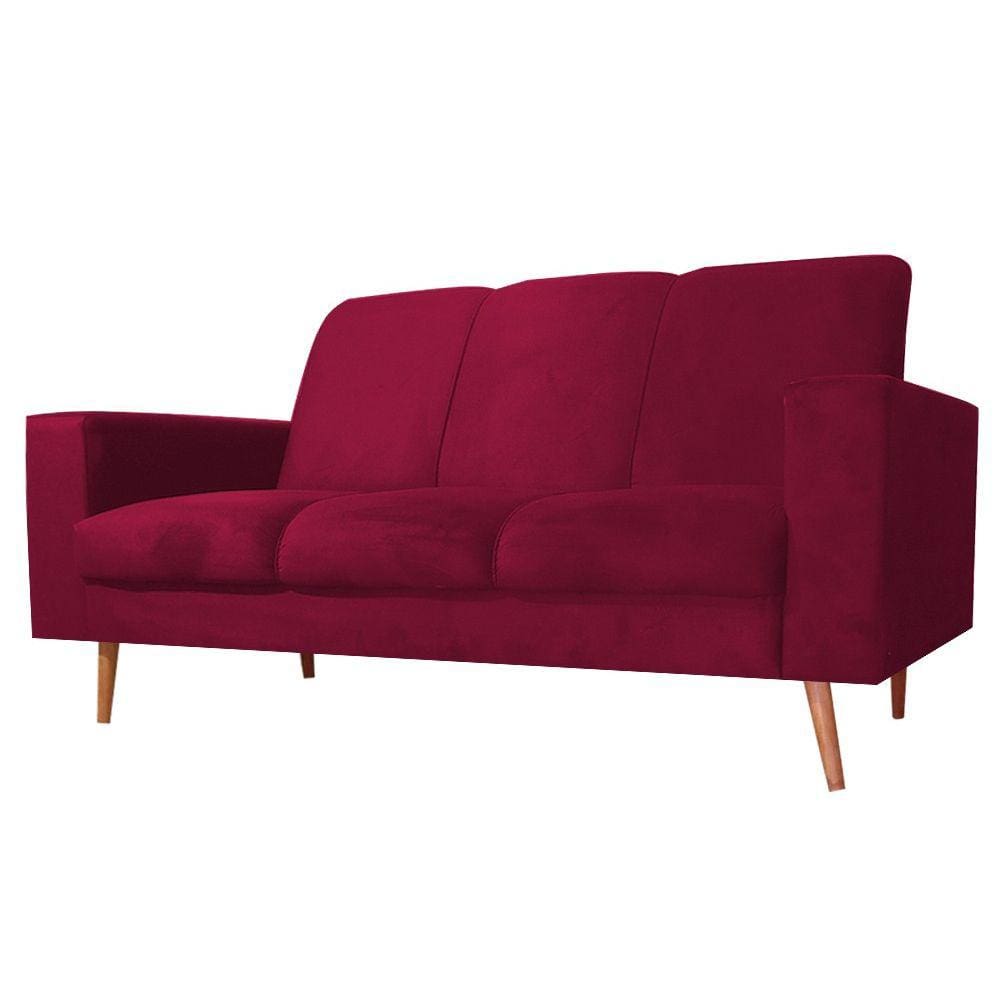 Namoradeira Sofá 2 Lugares Sala De Espera Pé Palito Luana Vermelho