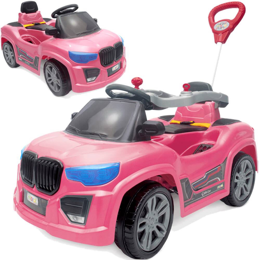 Carrinho BM Car Rosa de Passeio e Pedal Infantil 30kg Maral