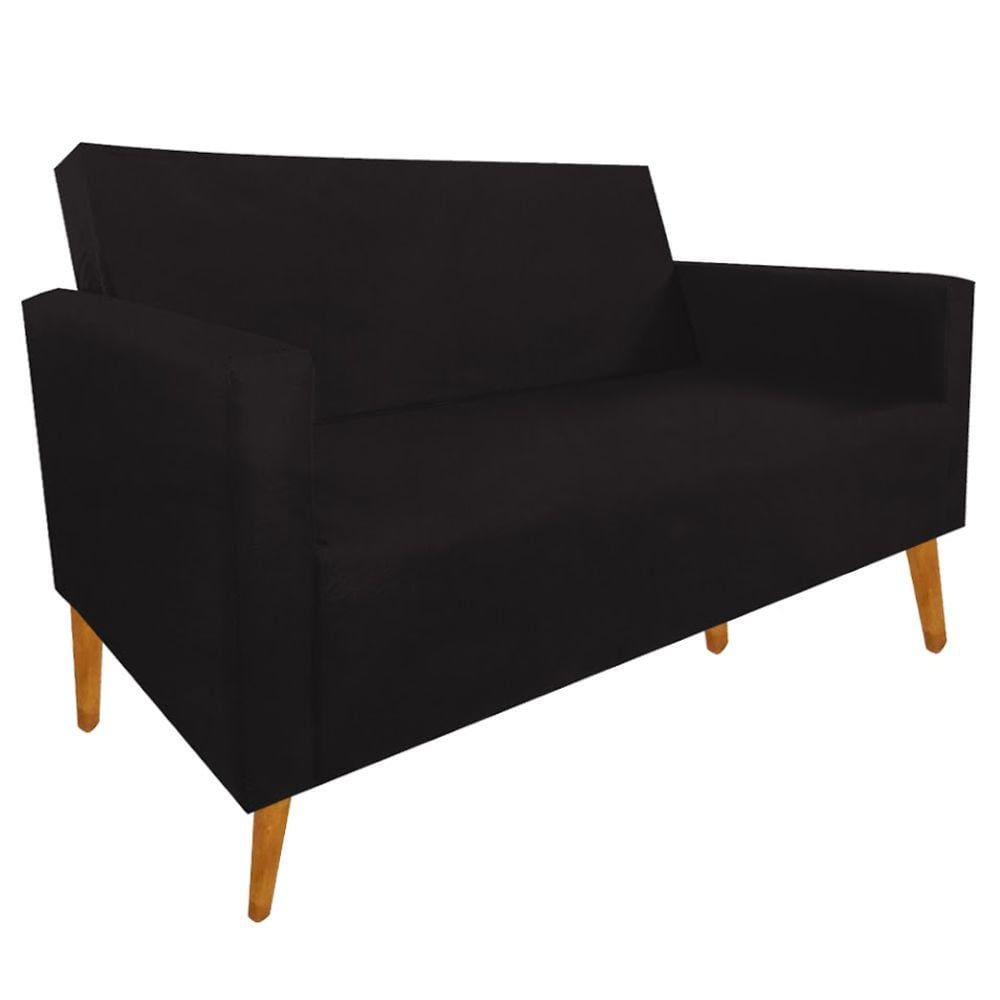 Namoradeira Milena 02 Lugares Suede Pé Palito Preto Suede