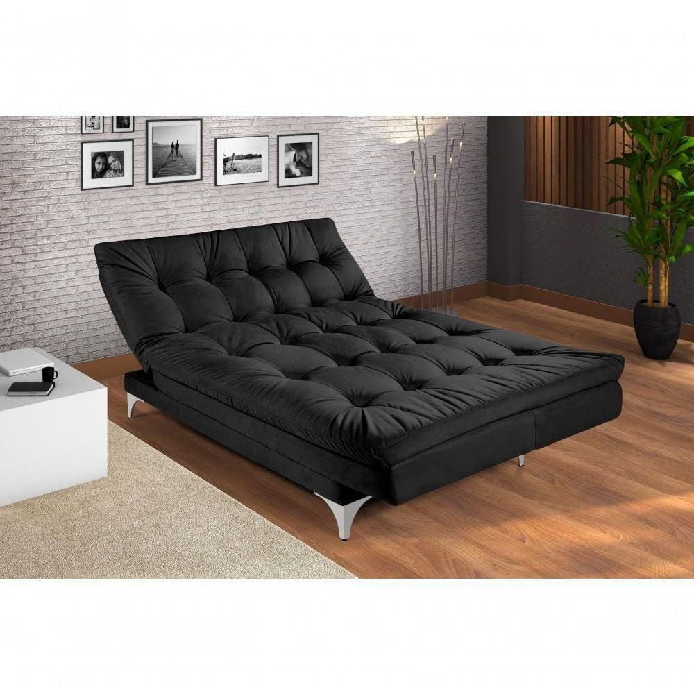 Sofá Cama Versátil 3 Lugares Império Reclinável Casal Pés De Alumínio Suede Vermelho 373