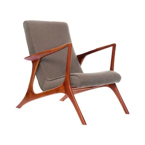 Poltrona Decorativa Vk Anos 50 Tecido Linho Bege Cor Bege