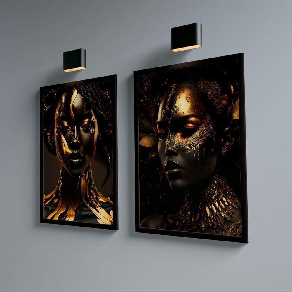 Quadro Dupla Negras Golden -- Br Artes