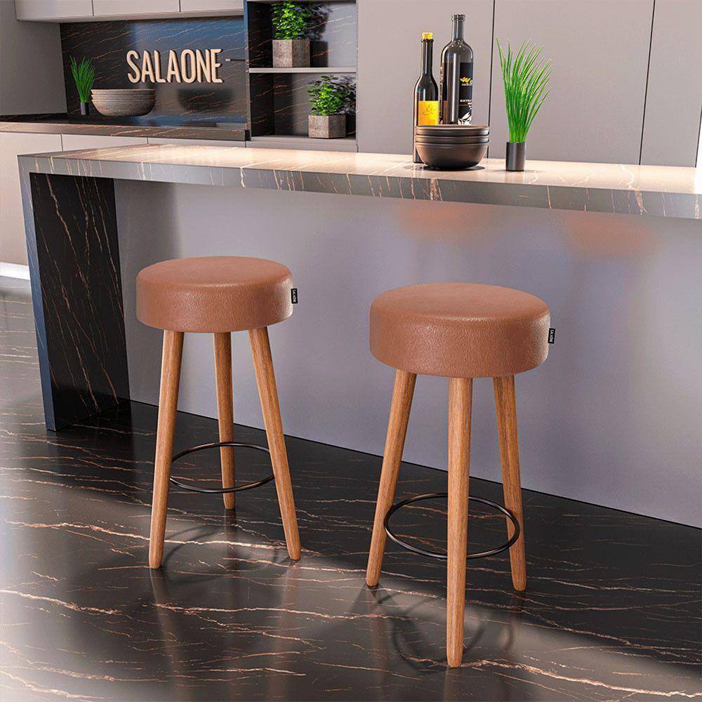 Kit 2 Banquetas Londres Cor Café - Speciale Home Café