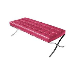 Banco Barcelona Couro Sintético Rosa Base Inox Cor Rosa