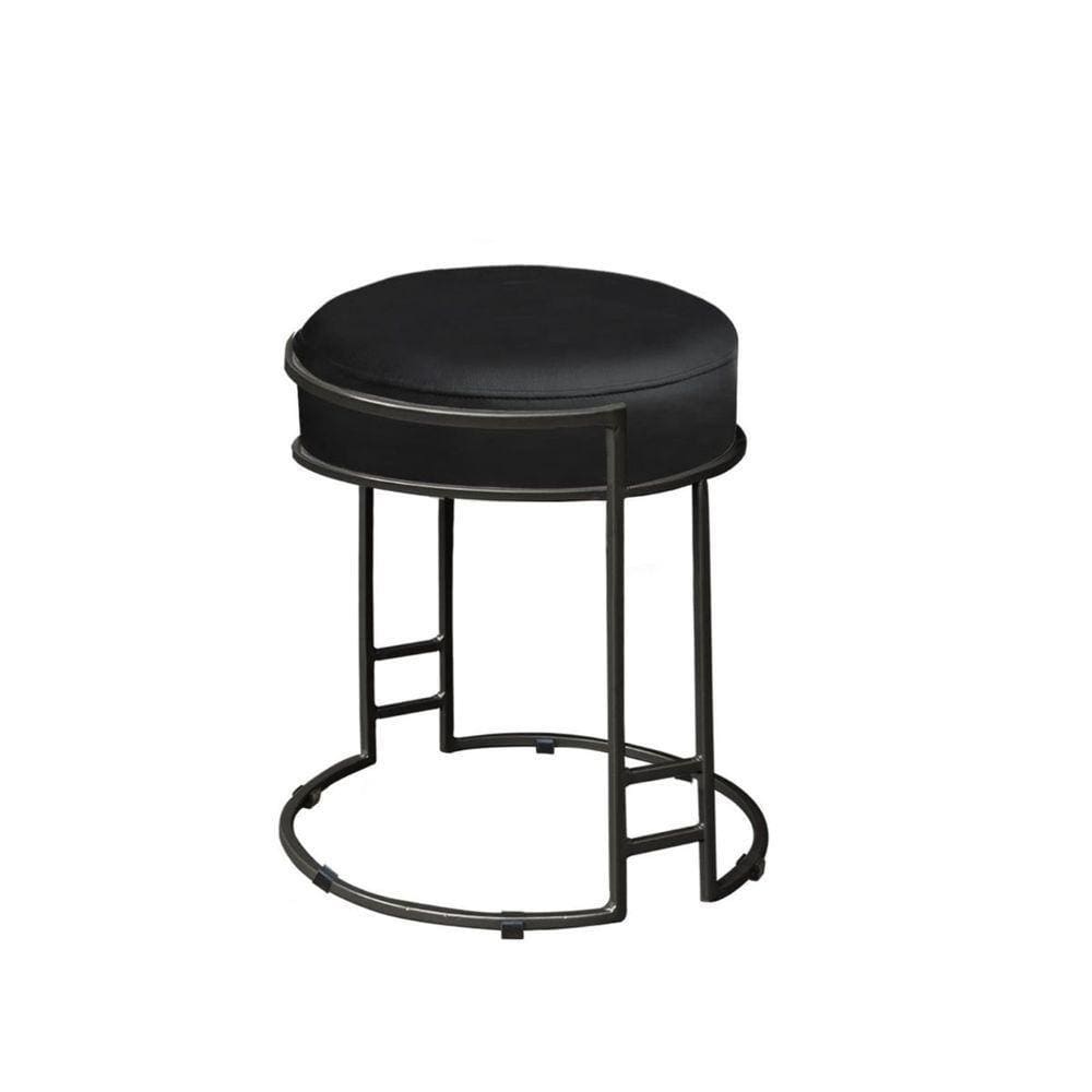 Puff Decorativo Sarah Sala E Recepção Estofado Metal Preto