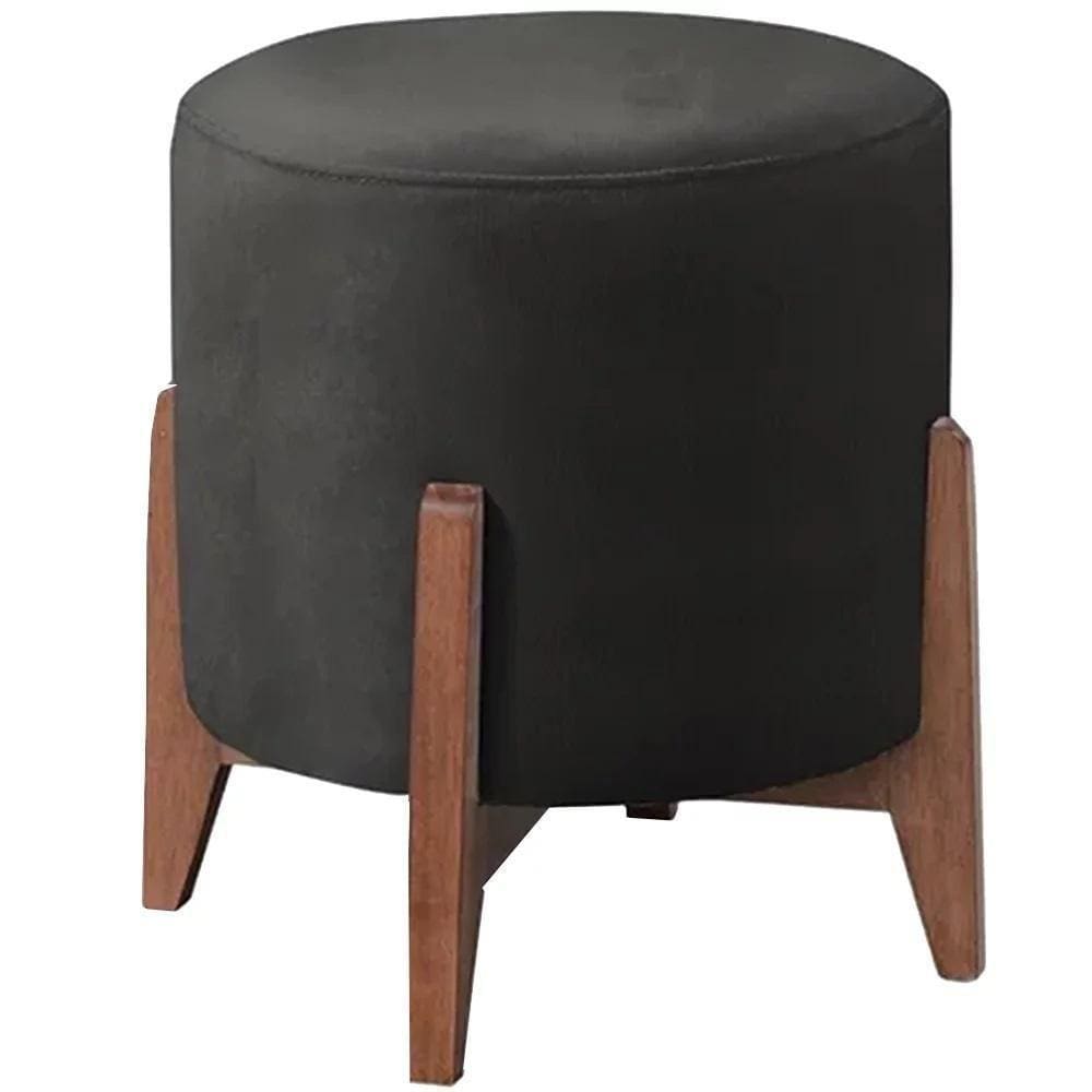 Puff Puf Sala Lhor Veludo Preto Rm Preto