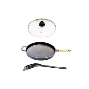 Frigideira Antiaderente Cabo Tampa Vidro 30Cm E Espátula