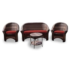 Conjunto De 1 Sofá + 2 Poltronas + 1 Mesa Centro Vermelho
