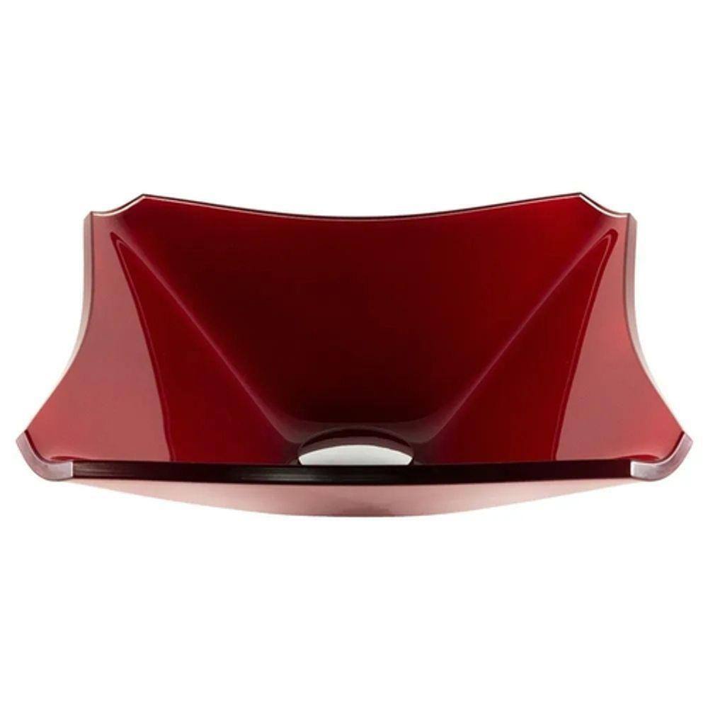 Cuba de Vidro Quadrada Chanfrada 34cm Vermelho Cereja
