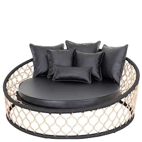 1 Chaise Com Almofadas Em Alumínio Bronze Corda Náutica