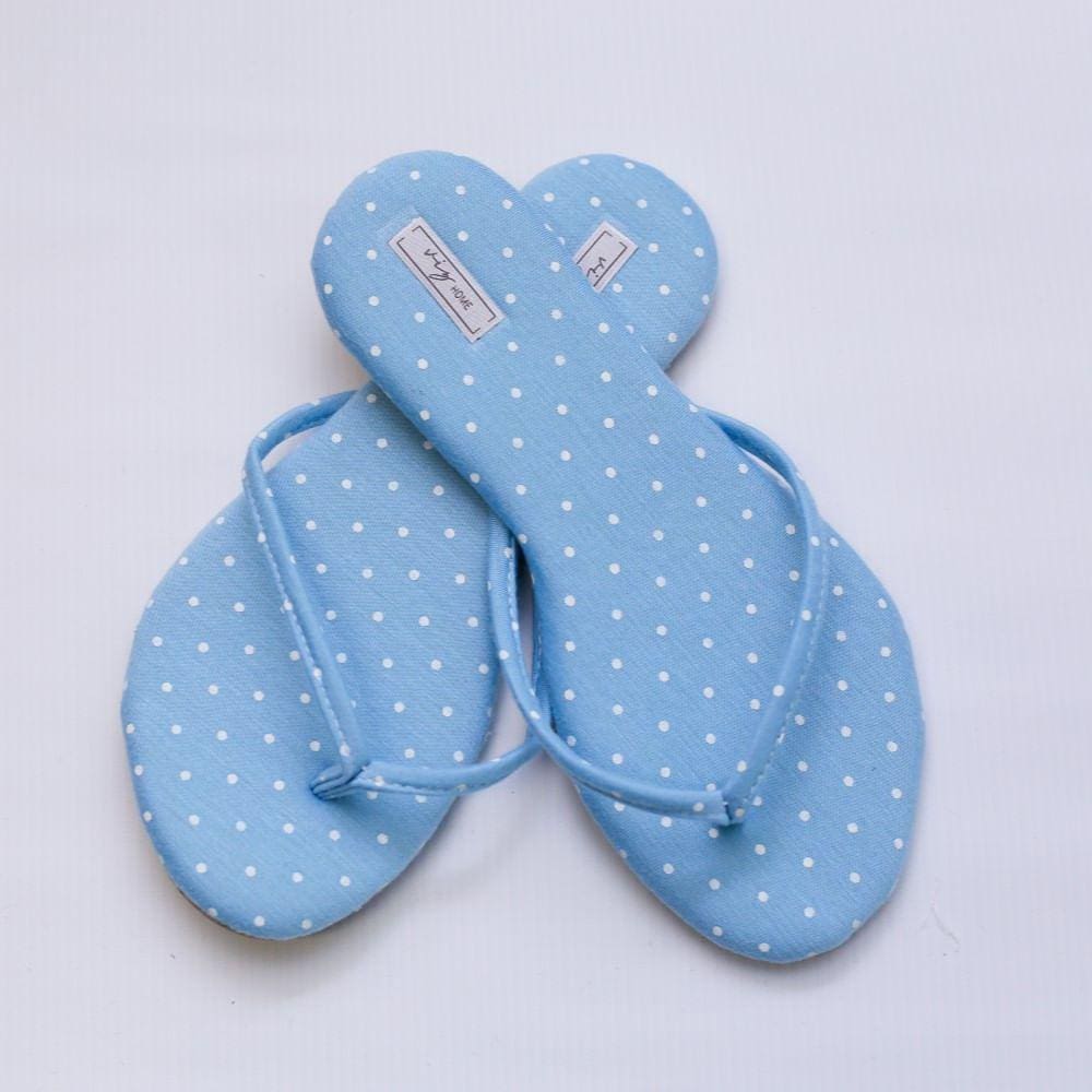 Chinelo Feminino Viz Charlotte 37/38 Poa Azul e Branco