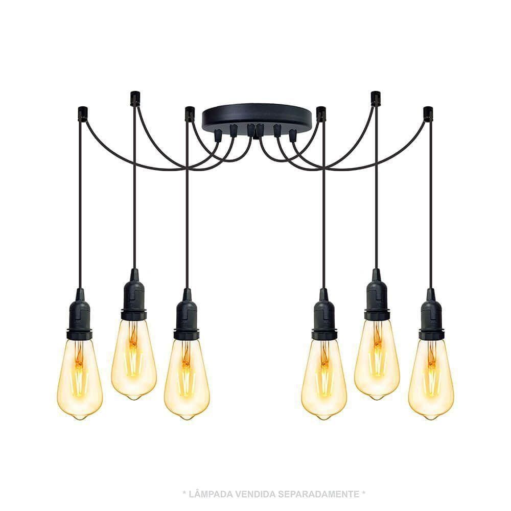 Lustre Aranha Com 6 Pendentes De 2 M + Soquetes