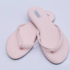 Chinelo Feminino Viz Charlotte 37/38 Listrado Rosa Claro e Branco