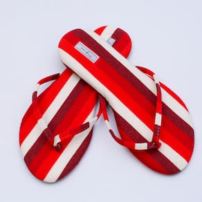 Chinelo Feminino Viz Charlotte 37/38 Listrado Vermelho e Creme