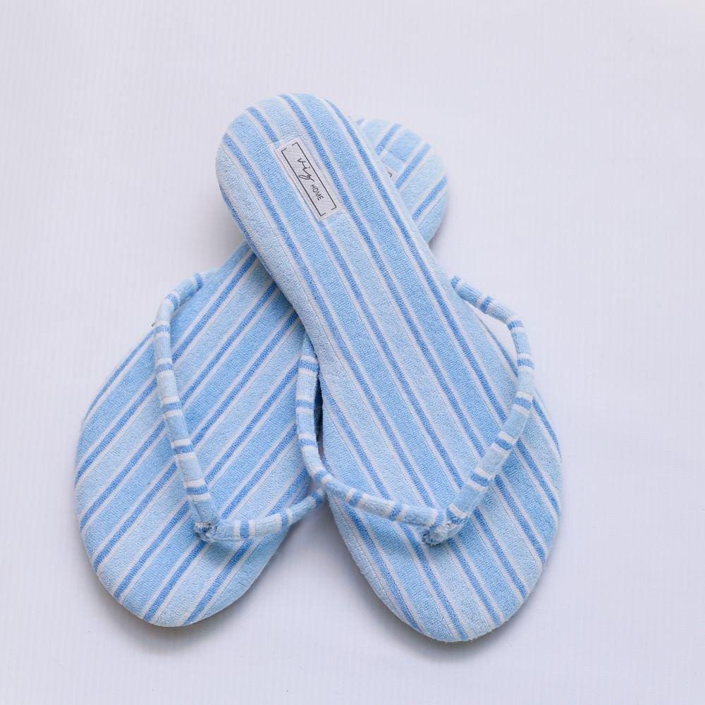 Chinelo Feminino Viz Charlotte 37/38 Listrado Em Atoalhado Azul e Branco
