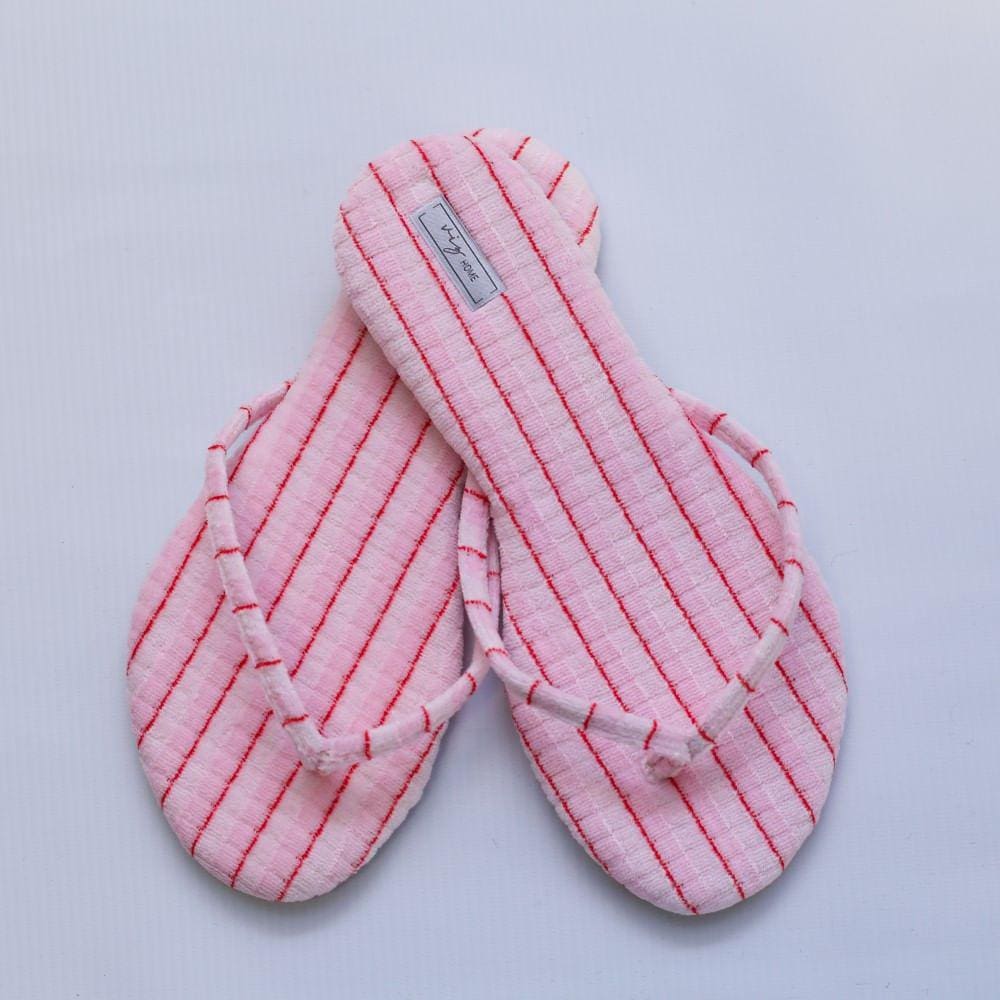 Chinelo Feminino Viz Charlotte 35/36 Listrado Em Atoalhado Vermelho e Rosa