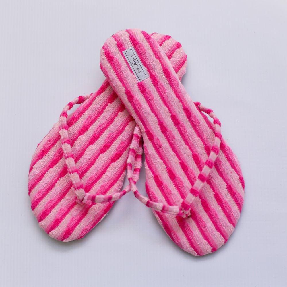 Chinelo Feminino Viz Charlotte 37/38 Listrado Em Atoalhado Rosa