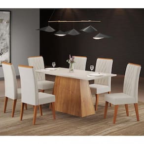 Conjunto Sala de Jantar Mesa Paris 6 Cadeiras Cristal Viero