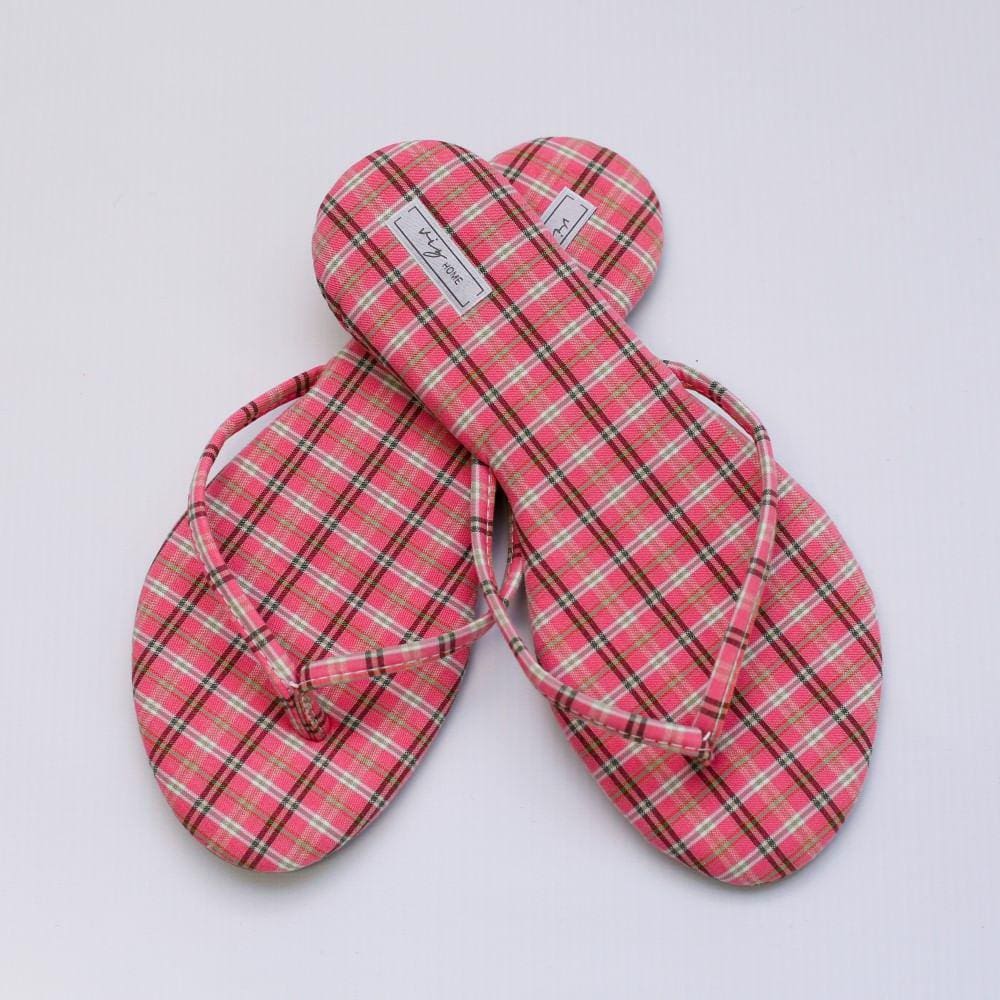 Chinelo Feminino Viz Charlotte 39/40 Xadrez Rosa e Marrom