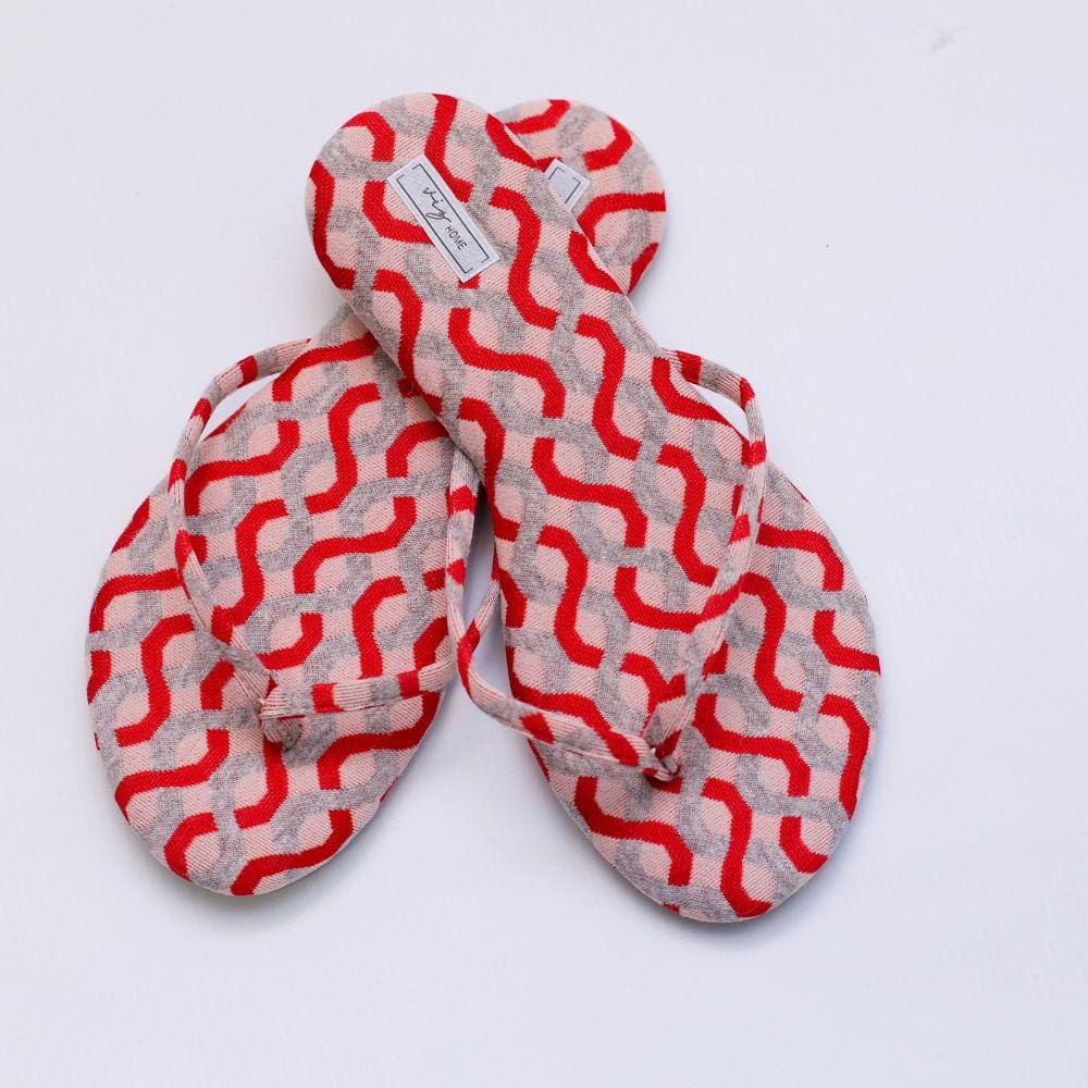 Chinelo Feminino Viz Charlotte 37/38 Ondas Vermelho e Cinza
