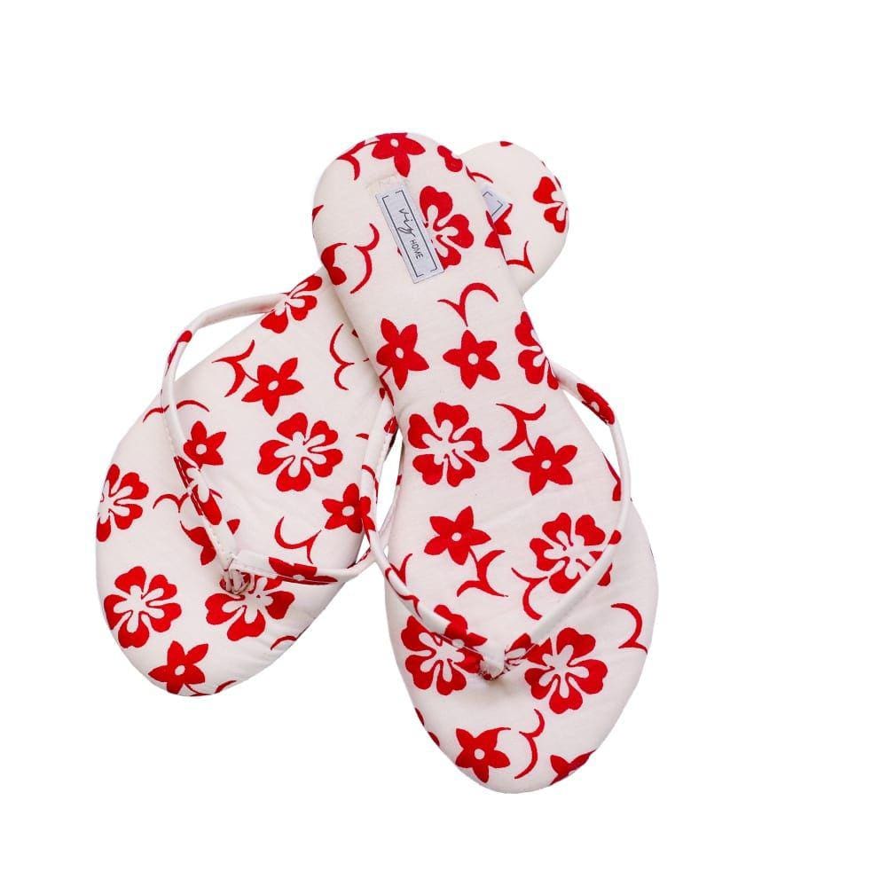 Chinelo Feminino Viz Charlotte 37/38 Floral Vermelho e Creme