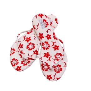Chinelo Feminino Viz Charlotte 37/38 Floral Vermelho e Creme