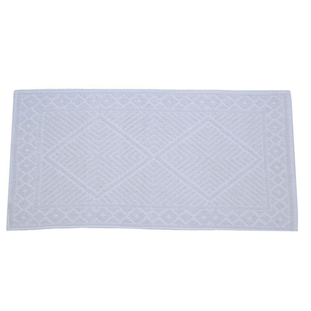 Tapete Passadeira de Quarto/banheiro Jacquard Retangular Vizapi Santorini 50x100cm Branco