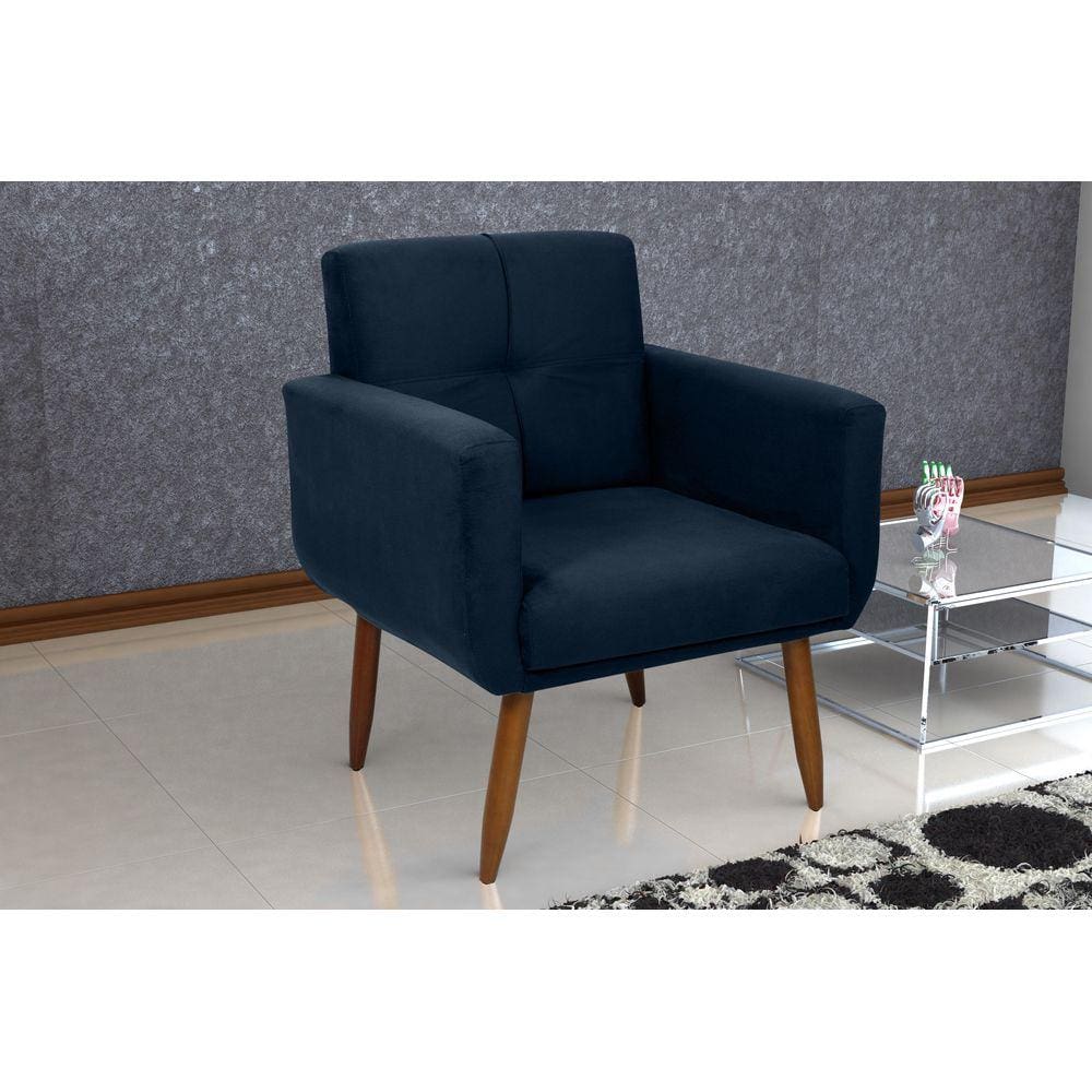 Poltrona Decorativa Havana Suede Azul B254 - Matrix