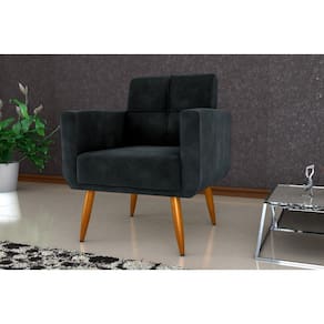 Poltrona Decorativa Havana Veludo Preto E451 - Matrix