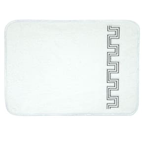 Tapete de Banheiro Ou Quarto Poliester Base Antiderrapante Vizapi Greco 70x120cm Branco