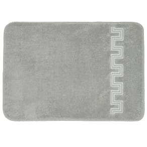 Tapete de Banheiro Ou Quarto Poliester Base Antiderrapante Vizapi Greco 70x120cm Silver