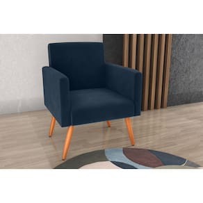 Poltrona Decorativa Dallas Veludo Azul E433 - Matrix