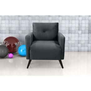Poltrona Decorativa Bahamas Veludo Cinza E425 - Matrix