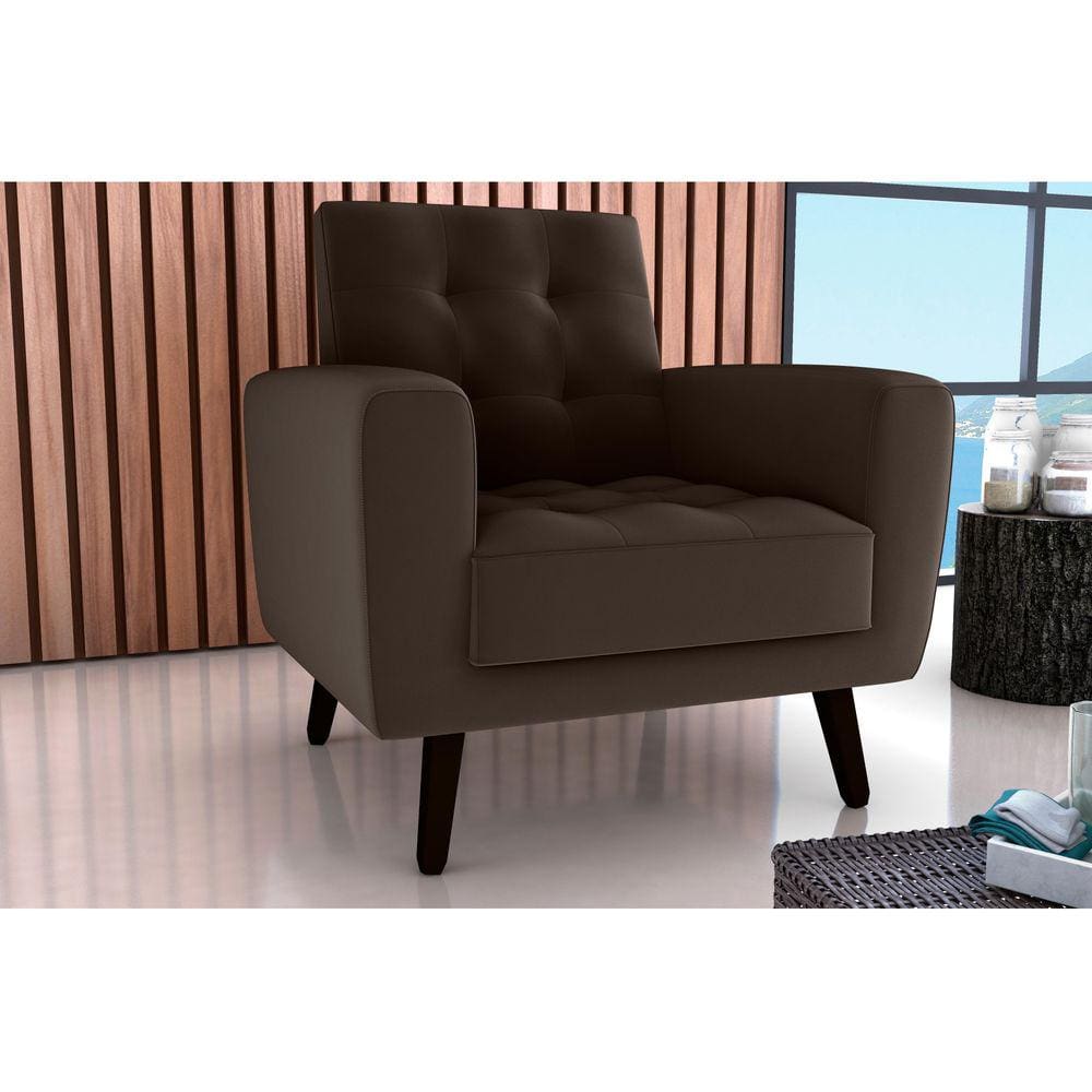 Poltrona Decorativa Lívia Veludo Marrom E426 - Matrix
