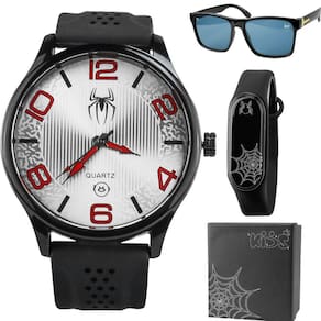 Relogio infantil homem aranha + caixa + oculos protecao uv qualidade premium orizom