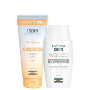 Kit ISDIN Foto Ultra Active Unify Fusion Fluid Color + Fotoprotector Gel Cream (2 Produtos)