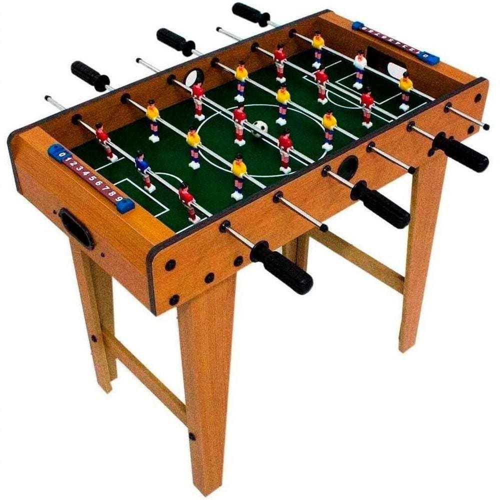 Mini Mesa Pebolim Infantil Mdf Com Pés 18 Jogadores 69x62x37