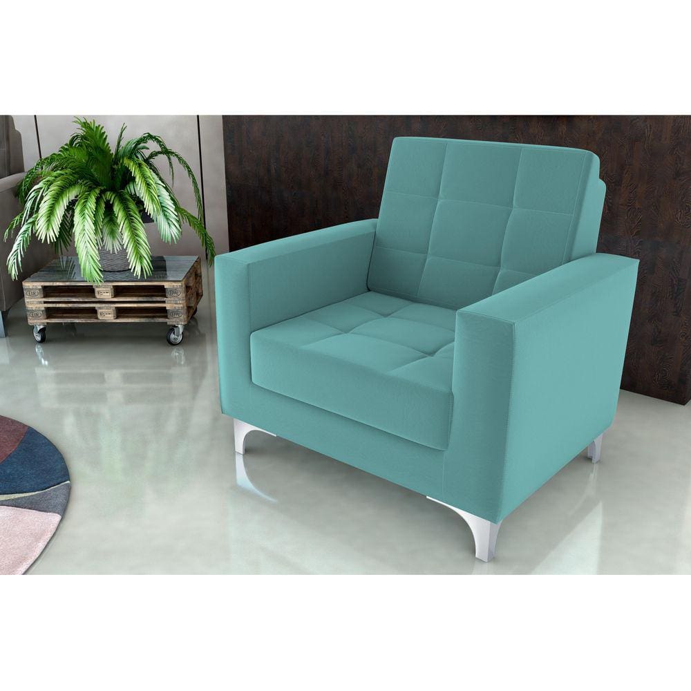 Poltrona Decorativa Thaina Veludo Verde Menta E437 - Matrix