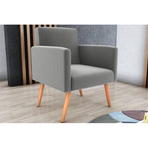 Poltrona Decorativa Dallas Suede Cinza B250 - Matrix