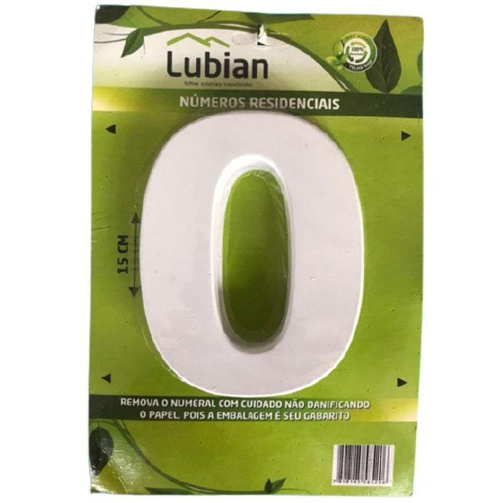 Numeral Zero De Plástico Alta Resistência 10Cm Abs Branco