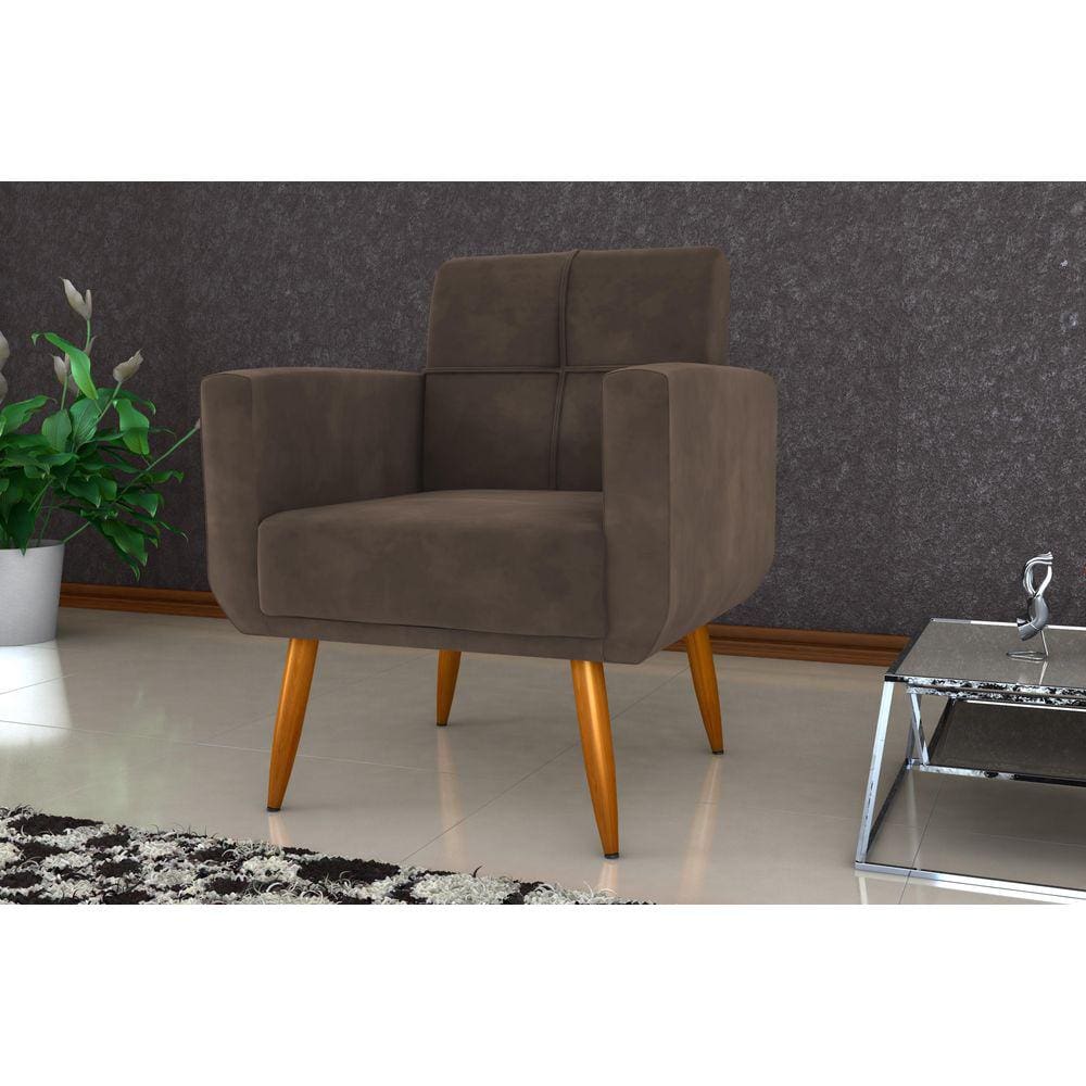Poltrona Decorativa Havana Veludo Marrom E426 - Matrix