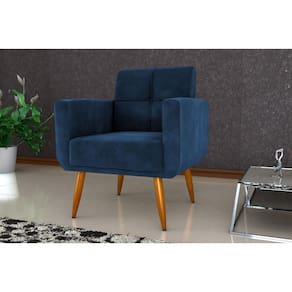 Poltrona Decorativa Havana Veludo Azul E433 - Matrix