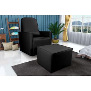 Poltrona Amamentação Balanço C/Puff Annecy Corano Preto F281 - Matrix