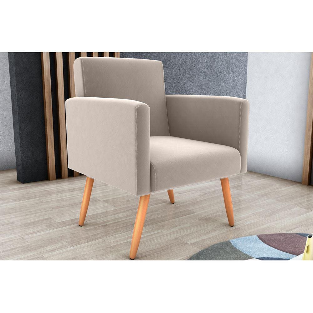 Poltrona Decorativa Dallas Suede Bege B251 - Matrix