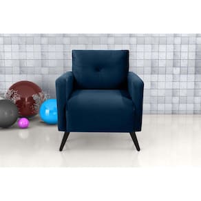 Poltrona Decorativa Bahamas Veludo Azul E433 - Matrix