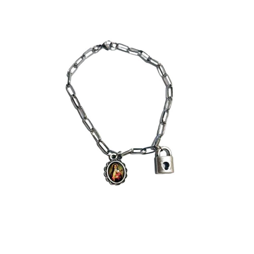 Pulseira Cadeia da Consagração Com Medalha de Santa Teresinha do Menino Jesus