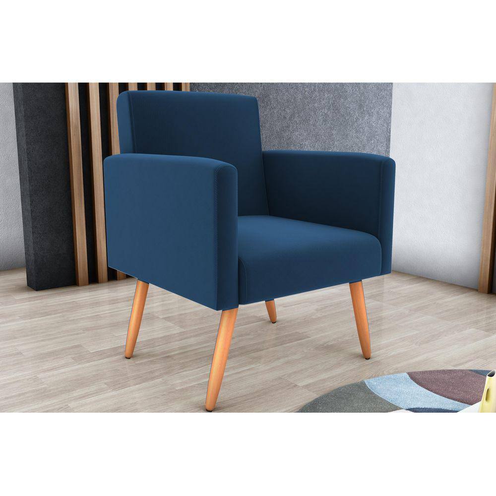 Poltrona Decorativa Dallas Suede Azul B254 - Matrix