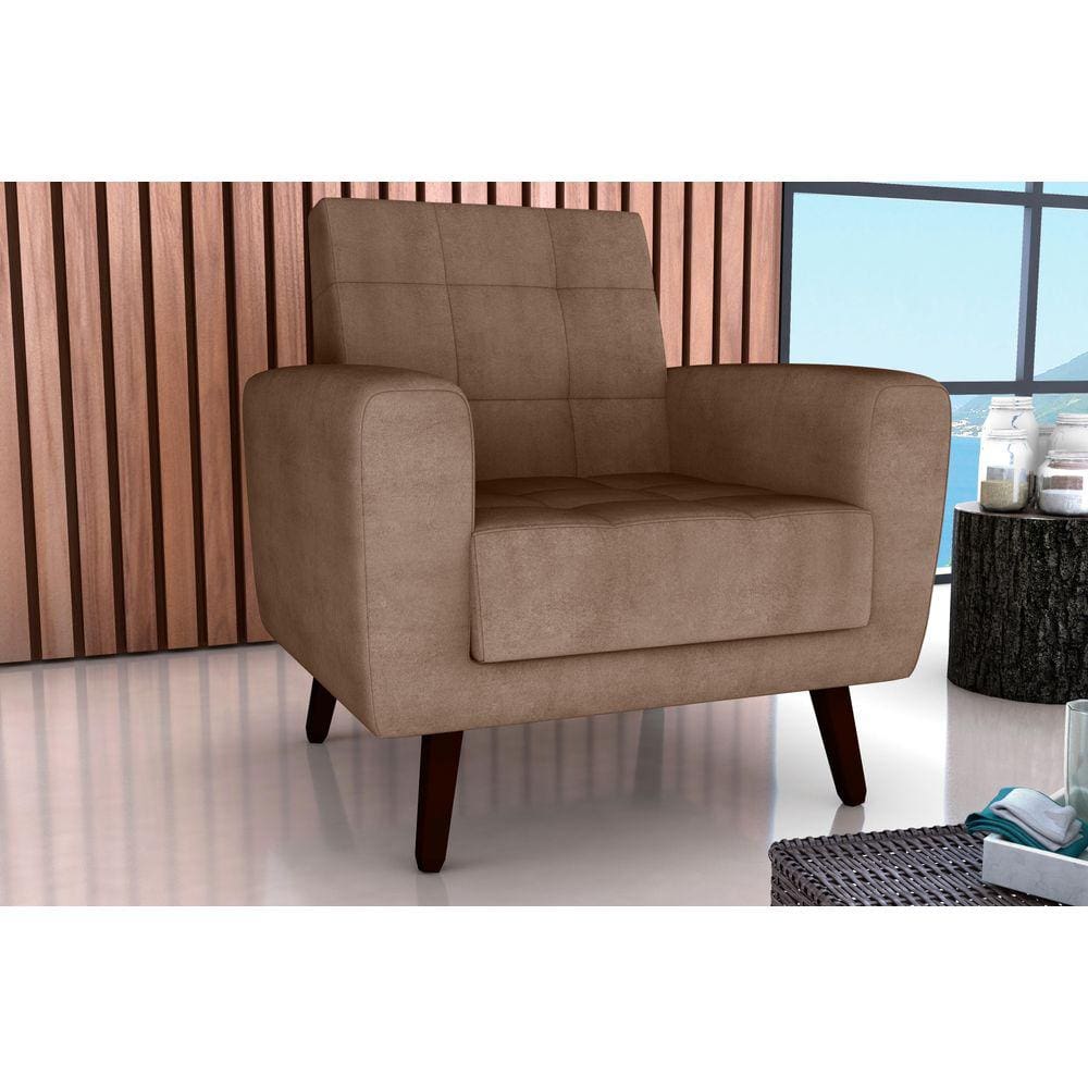 Poltrona Decorativa Lívia Boucle Marrom F498 - Matrix